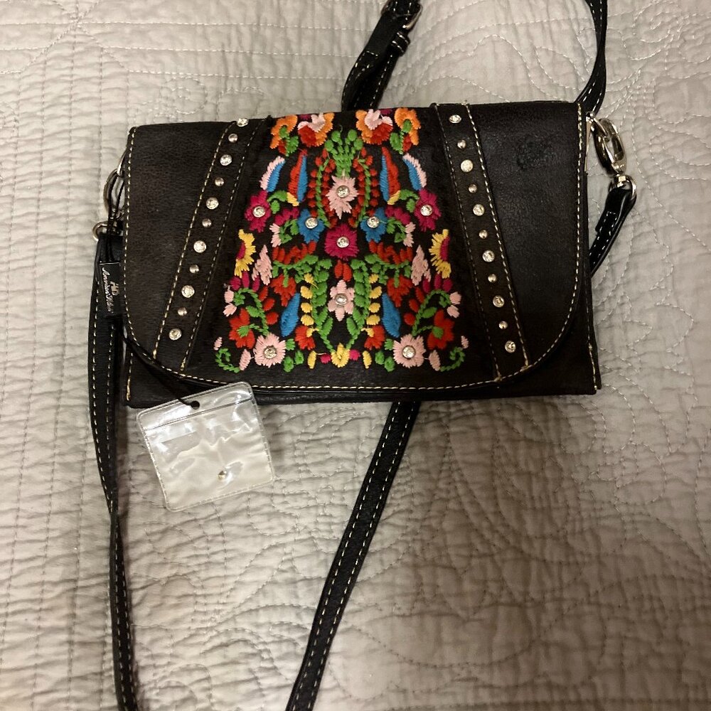 New American embroidered crossbody purse